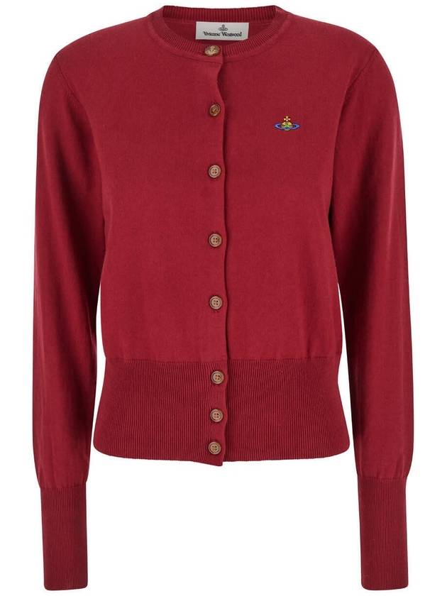 Logo Patch Cardigan Red - VIVIENNE WESTWOOD - BALAAN 2