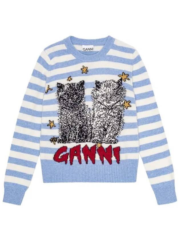 Embroidered Sweatshirt Blue - GANNI - BALAAN 3