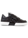 Round Toe Lace-Up Low Top Sneakers Black - VALENTINO - BALAAN 2