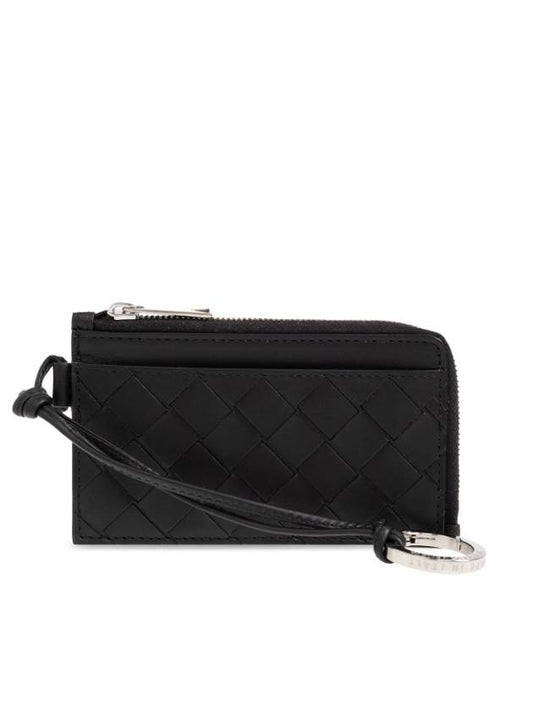 Intrecciato L Zipper Leather Card Wallet Black - BOTTEGA VENETA - BALAAN 2