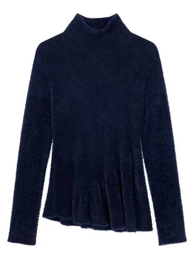 Women s fur uncut peplum turtleneck knit navy - EMPORIO ARMANI - BALAAN 1