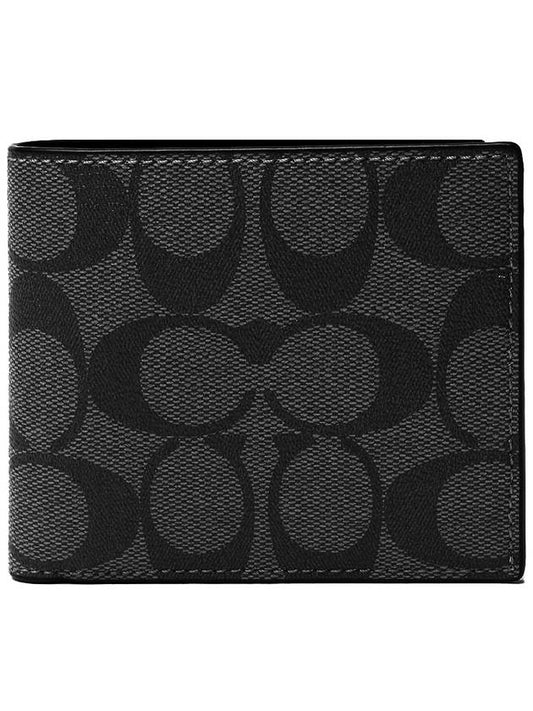 Signature Leather Bifold Card Holder Black - COACH - BALAAN 2