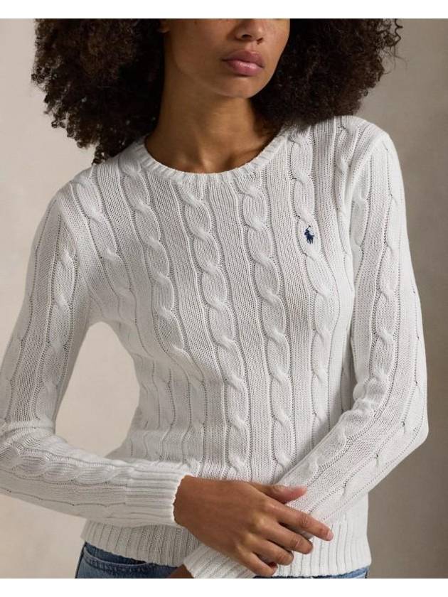 Embroidered Logo Pony Cable Knit Top White - POLO RALPH LAUREN - BALAAN 3