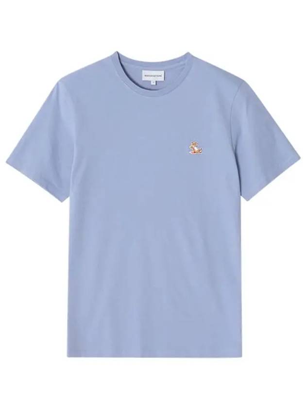 Chillax Fox Patch Regular Short Sleeve T-Shirt Blue - MAISON KITSUNE - BALAAN 2