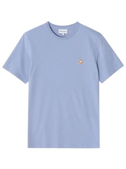 Chillax Fox Patch Regular Short Sleeve T-Shirt Blue - MAISON KITSUNE - BALAAN 2