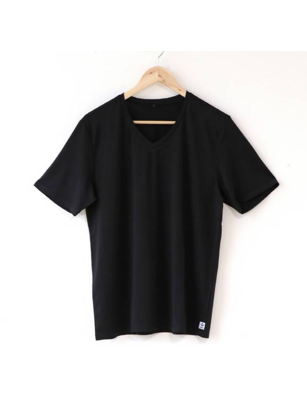 V-neck Short Sleeve T-shirt Black - SUPENER - BALAAN 1