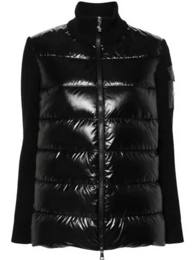 Padded Wool Cardigan Black - MONCLER - BALAAN 2