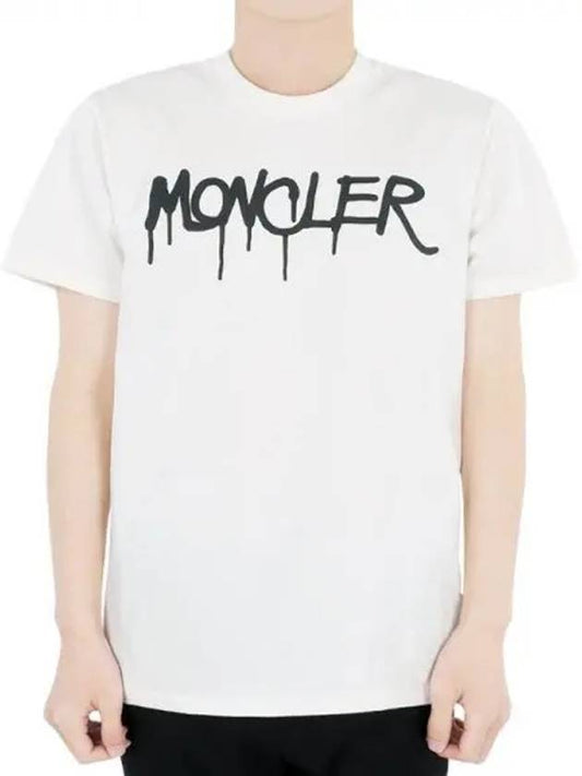 Men s Lettering Logo Printing Short Sleeve Ivory 8C00013 83927 034 1063226 - MONCLER - BALAAN 1