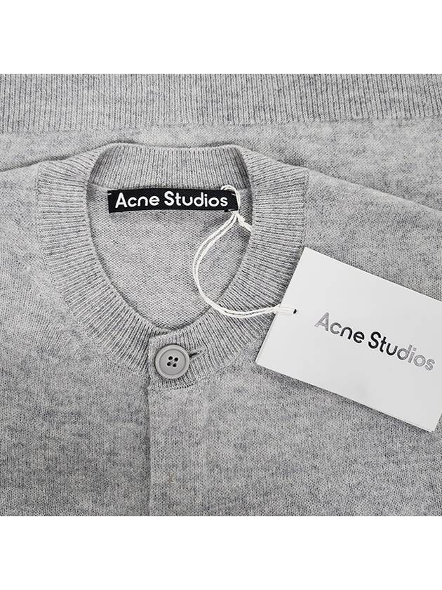 Face Patch Crop Cardigan Light Grey Melange - ACNE STUDIOS - BALAAN 8