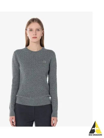 Women s Cable Crewneck Sweater Gray - LACOSTE - BALAAN 1