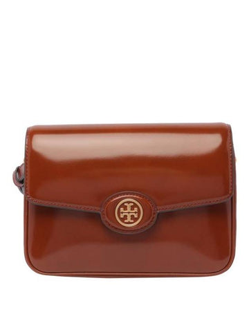 Robinson Spazzolato Convertible Logo Shoulder Bag Marone - TORY BURCH - BALAAN 1