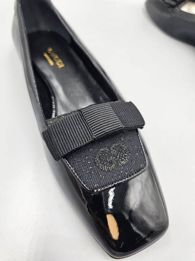 GG Canvas Patent Leather Ballet Flat Black - GUCCI - BALAAN 9