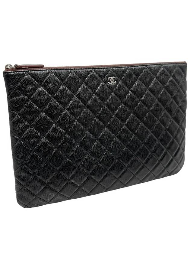 Women s A69251 Black Caviar Skin COCO Silver Logo Large Clutch - CHANEL - BALAAN 3