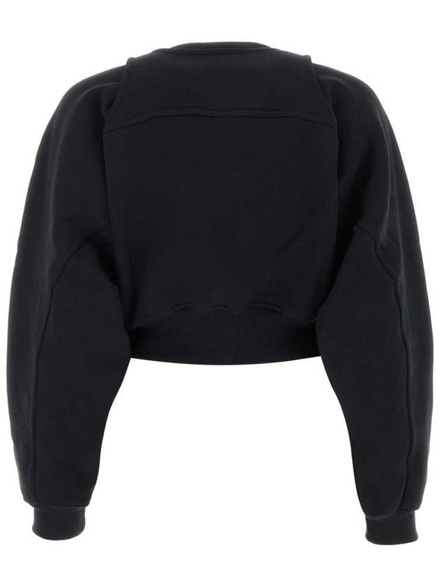 Women's Logo Crew Neck Crop Sweatshirt Black - OFF WHITE - BALAAN 3