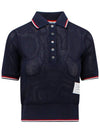 RWB striped short sleeve PK shirt navy - THOM BROWNE - BALAAN.
