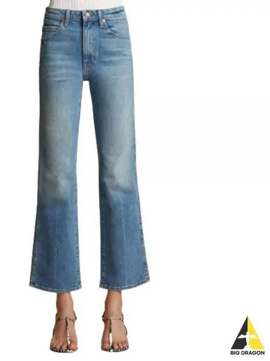 Women's Vivienne Washed Crop Jeans Vintage Blue - KHAITE - BALAAN 2