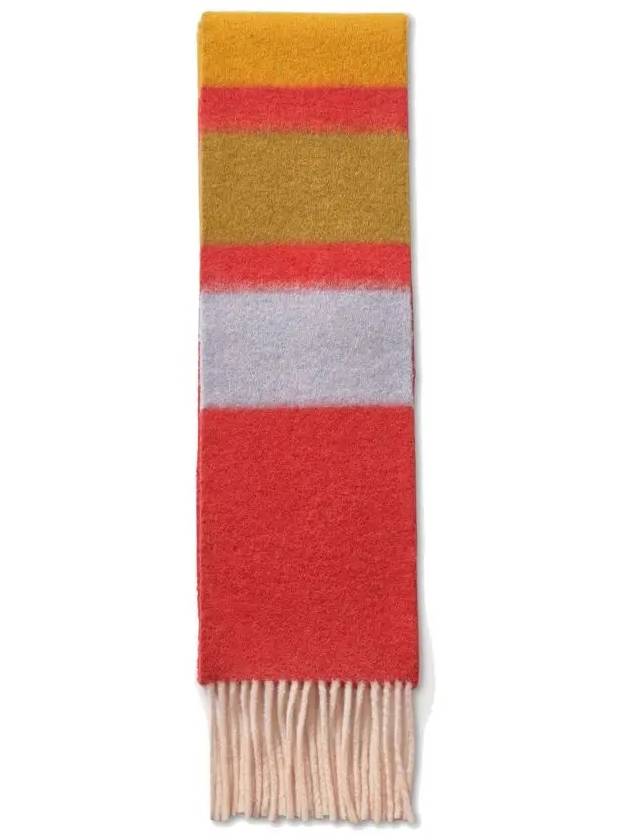 Striped Alpaca Embroidered Logo Muffler Red - MARNI - BALAAN 5