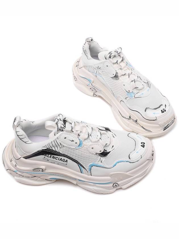 Triple S Sketch All Over Logo Low Top Sneakers White - BALENCIAGA - BALAAN 6