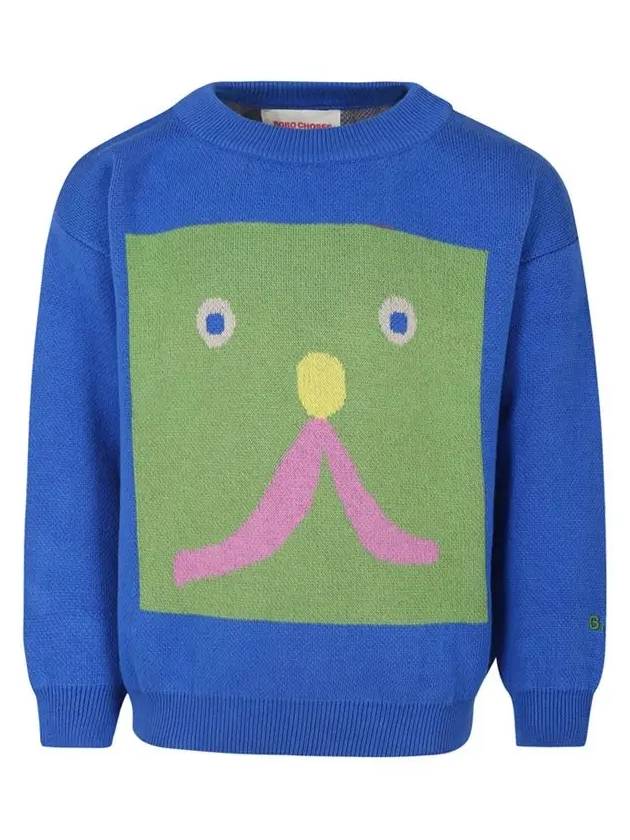 Kids Funny Face Knit Blue B224AC115 421 - BOBO CHOSES - BALAAN 2