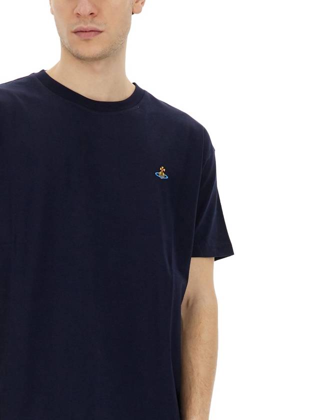 ORB Logo Cotton Short Sleeve T-Shirt Navy - VIVIENNE WESTWOOD - BALAAN 8