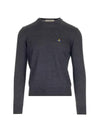 Men's ORB Embroidered Logo Wool Knit Top Black - VIVIENNE WESTWOOD - BALAAN 1