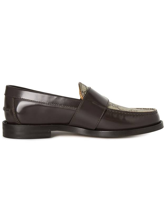 Leather GG Fabric Insert Loafers Dark Brown - GUCCI - BALAAN 5