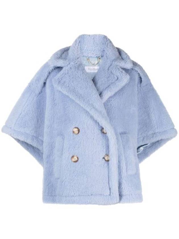 Women's Placido Teddy Bear Alpaca Wool Cape Blue - MAX MARA - BALAAN 1