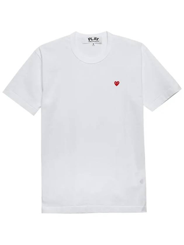 Play Men's Mini Red Heart Short Sleeve T-Shirt P1 T304 2 White - COMME DES GARCONS - BALAAN 6