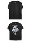 Flower Print Back Logo Short Sleeve T-Shirt Black - WOOYOUNGMI - BALAAN 5