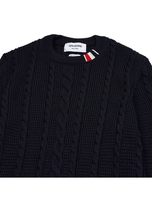 RWB Cable Wool Knit Top Navy - THOM BROWNE - BALAAN 4