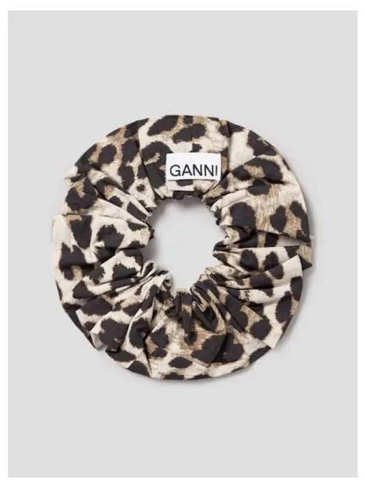 Printed cotton scrunchie hair tie brown domestic product GM0024021640726 - GANNI - BALAAN 1