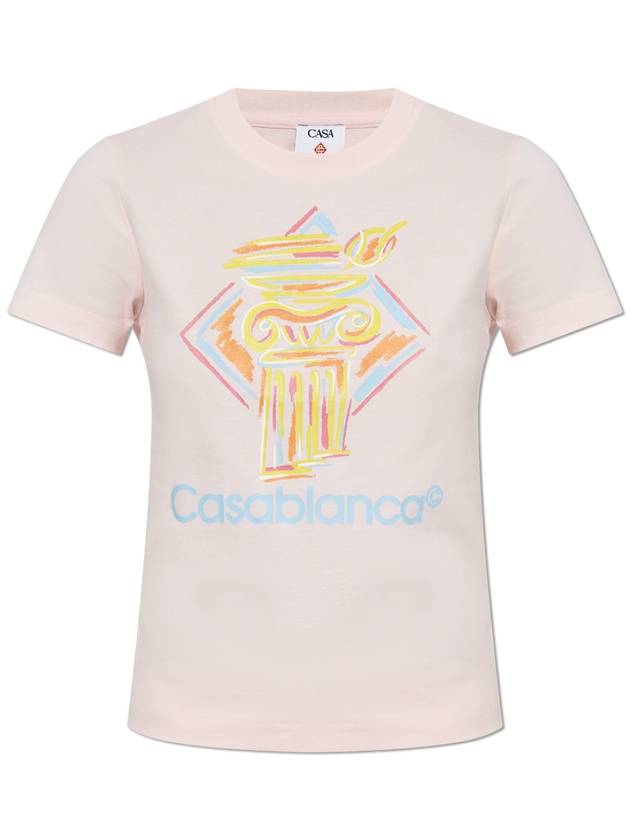 Casablanca T-shirt With Print, Women's, Pink - CASABLANCA - BALAAN 1