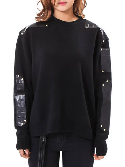 Leather Sweatshirt Black - GIVENCHY - BALAAN 2