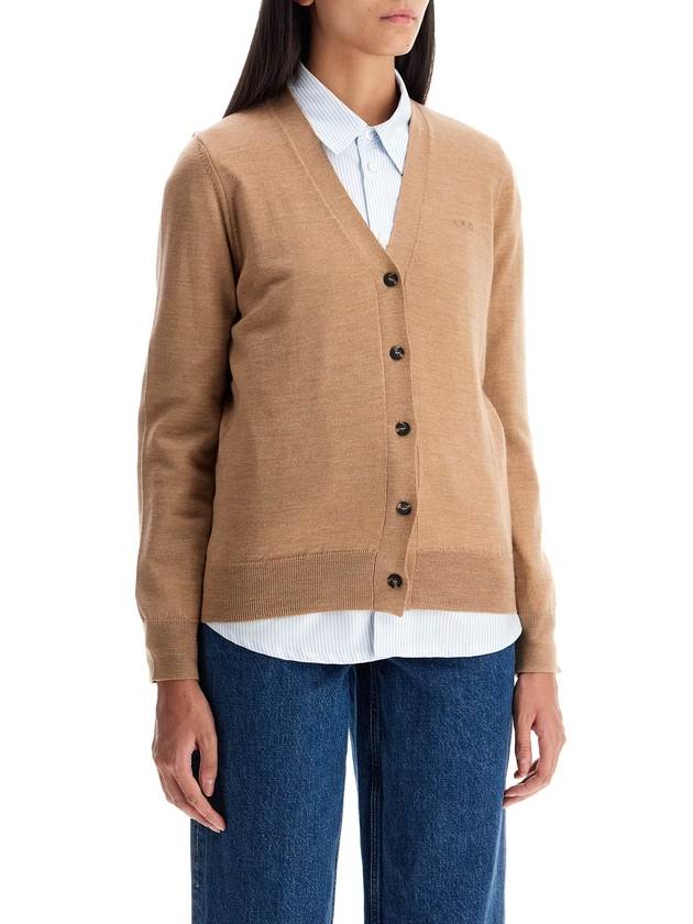 Salomé Logo Wool Cardigan Beige - A.P.C. - BALAAN 3