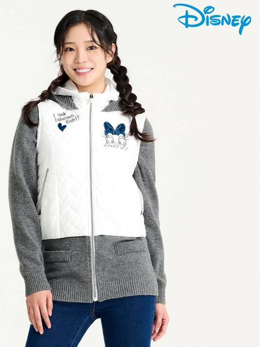 Women s color combination knit padded hooded zip up jumper DL3LJP005 - DISNEY GOLF - BALAAN 1