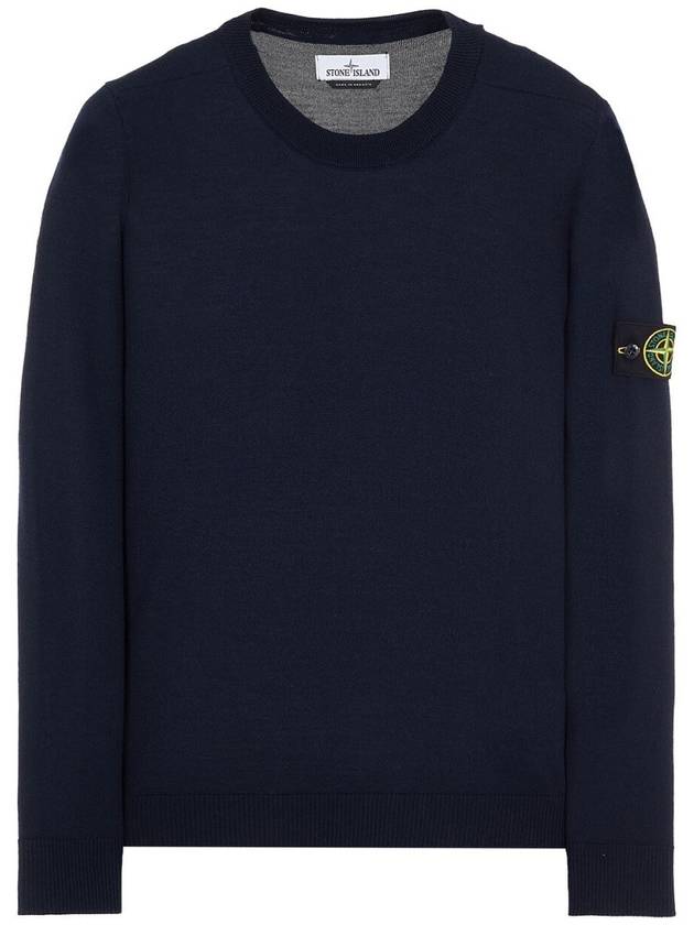 Logo Patch Round Neck Knit Top Navy - STONE ISLAND - BALAAN 6