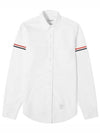 Oxford Striped Grosgrain Armband Classic Long Sleeve Shirt White - THOM BROWNE - BALAAN 2