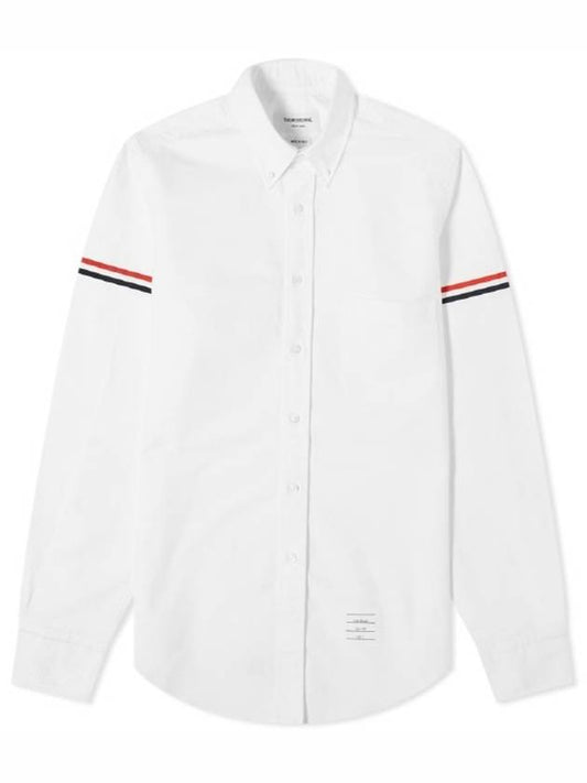 Oxford Striped Grosgrain Armband Classic Long Sleeve Shirt White - THOM BROWNE - BALAAN 2