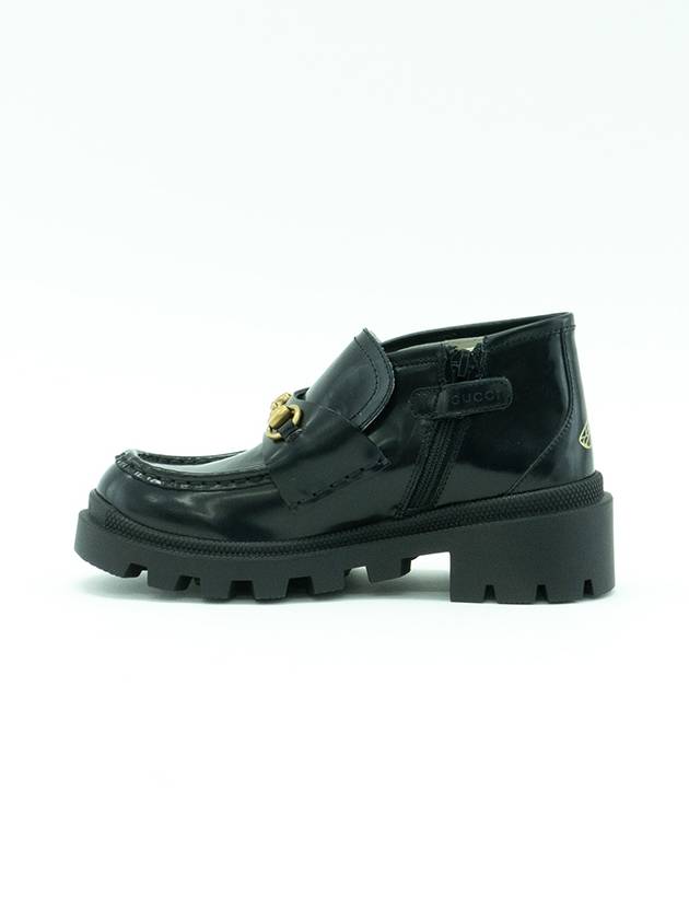 Kids Horsebit Leather Ankle Boots Black - GUCCI - BALAAN 5