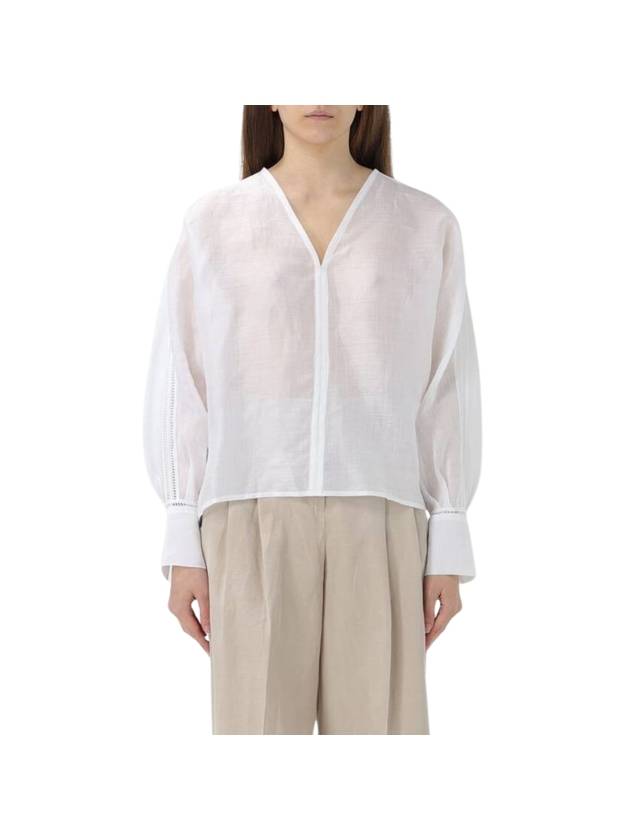 Leccio Ramie Gauze Lace Blouse White - MAX MARA - BALAAN 1