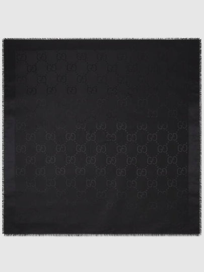 GG Jacquard Silk Wool Scarf Black - GUCCI - BALAAN 2