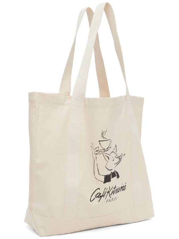 Women s Cafe Kitsune Fox Eco Bag Tote Beige SPCKNPMU05101 P709 - MAISON KITSUNE - BALAAN 2