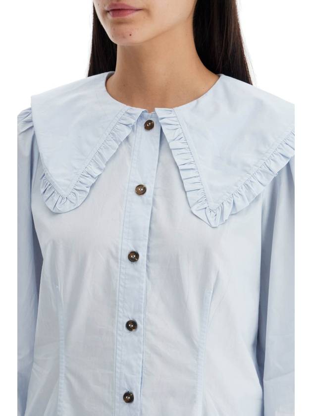 Poplin Frill Collar Shirt Blouse Heather - GANNI - BALAAN 5