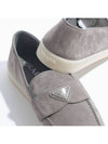 Triangle Logo Suede Loafers Grey - PRADA - BALAAN 5