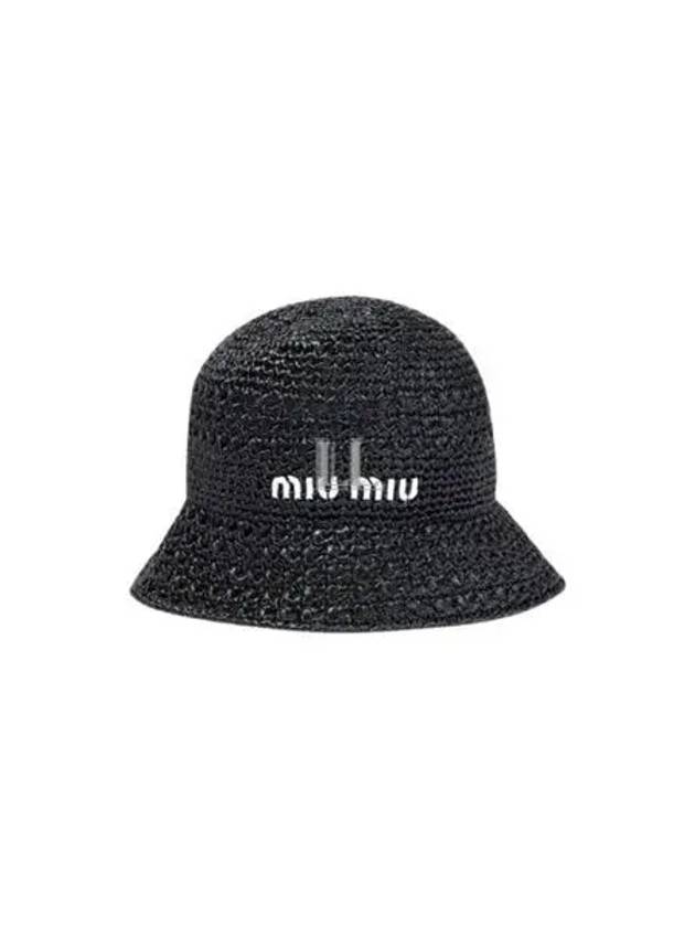 Woven Fabric Bucket Hat Black - MIU MIU - BALAAN 2