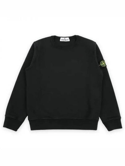 Kids Wappen Patch Organic Cotton Fleece Sweatshirt Black - STONE ISLAND - BALAAN 2