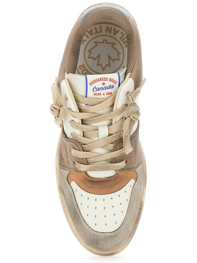 Beige Sneakers With Suede Inserts And Embossed Logo On The Side In Leather Man - DSQUARED2 - BALAAN 4