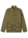 Wappen Patch Old Effect Cotton Zip-up Jacket Olive Green - STONE ISLAND - BALAAN 2