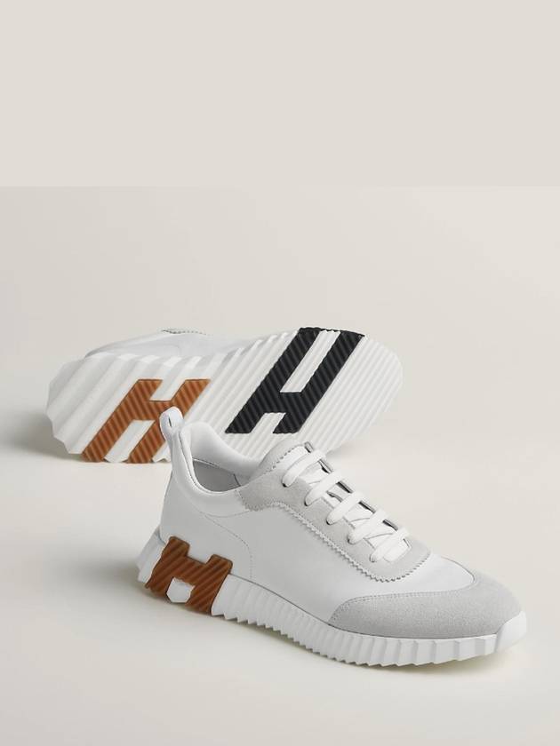 Bouncing Sneakers Calfskin Suede Goatskin Blanc - HERMES - BALAAN 9