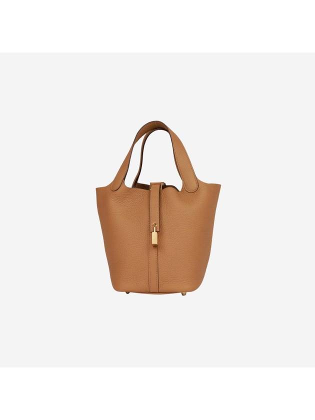 Picotin Lock 18 Tote Bag Clemence & Gold Biscuit - HERMES - BALAAN 1